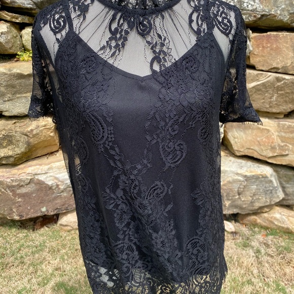 NWT Chelsea 28 Black Lace with Black Tank Top Size Large. Original Price 69. - Picture 2 of 4